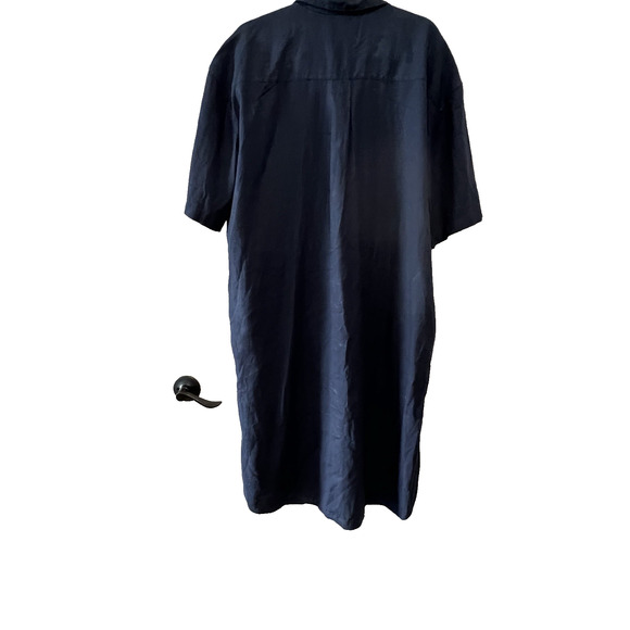 Babaton Aritzia Navy Linen blend Belted midi Shirt Dress pockets M fits L/ XL - Picture 3 of 9